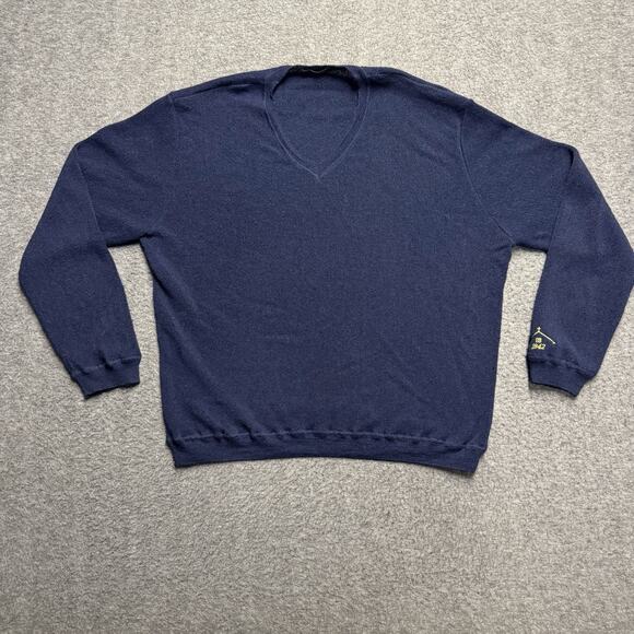 1842 Collection Wool & Alpaca Blend V-Neck Sweater Men's XL Navy Blue Peru - Picture 1 of 6